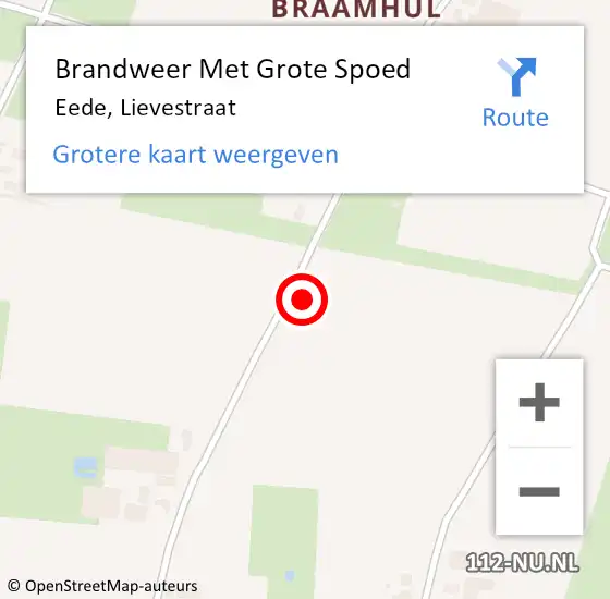 Locatie op kaart van de 112 melding: Brandweer Met Grote Spoed Naar Eede, Lievestraat op 24 november 2024 08:32