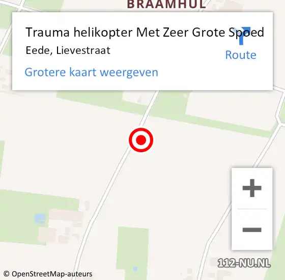 Locatie op kaart van de 112 melding: Trauma helikopter Met Zeer Grote Spoed Naar Eede, Lievestraat op 24 november 2024 08:34