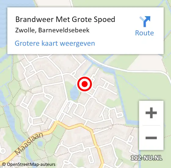 Locatie op kaart van de 112 melding: Brandweer Met Grote Spoed Naar Zwolle, Barneveldsebeek op 24 november 2024 09:02