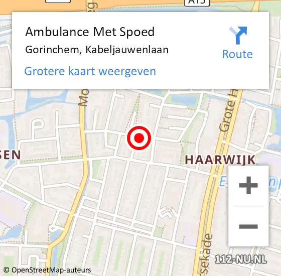 Locatie op kaart van de 112 melding: Ambulance Met Spoed Naar Gorinchem, Kabeljauwenlaan op 24 november 2024 09:10