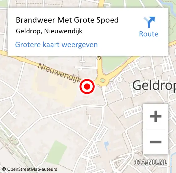 Locatie op kaart van de 112 melding: Brandweer Met Grote Spoed Naar Geldrop, Nieuwendijk op 24 november 2024 09:23