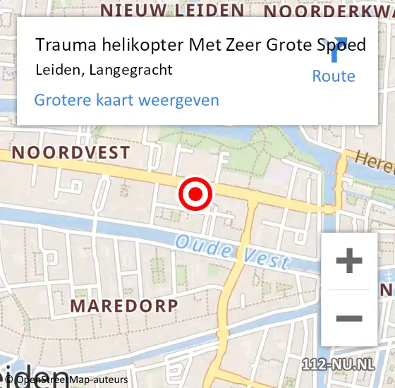 Locatie op kaart van de 112 melding: Trauma helikopter Met Zeer Grote Spoed Naar Leiden, Langegracht op 24 november 2024 09:25