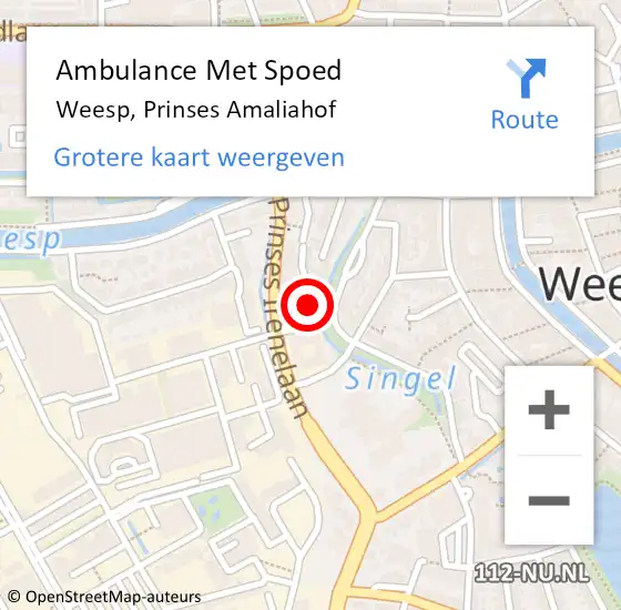 Locatie op kaart van de 112 melding: Ambulance Met Spoed Naar Weesp, Prinses Amaliahof op 24 november 2024 09:35