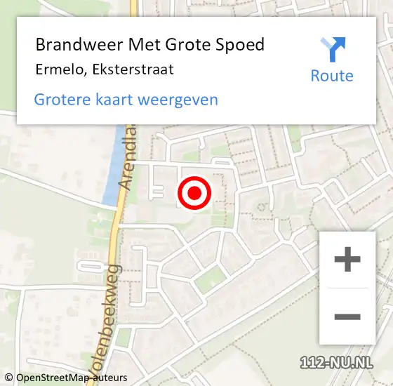 Locatie op kaart van de 112 melding: Brandweer Met Grote Spoed Naar Ermelo, Eksterstraat op 28 oktober 2014 00:41