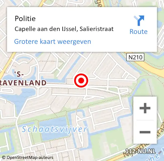 Locatie op kaart van de 112 melding: Politie Capelle aan den IJssel, Salieristraat op 24 november 2024 10:03