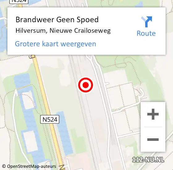 Locatie op kaart van de 112 melding: Brandweer Geen Spoed Naar Hilversum, Nieuwe Crailoseweg op 24 november 2024 10:16