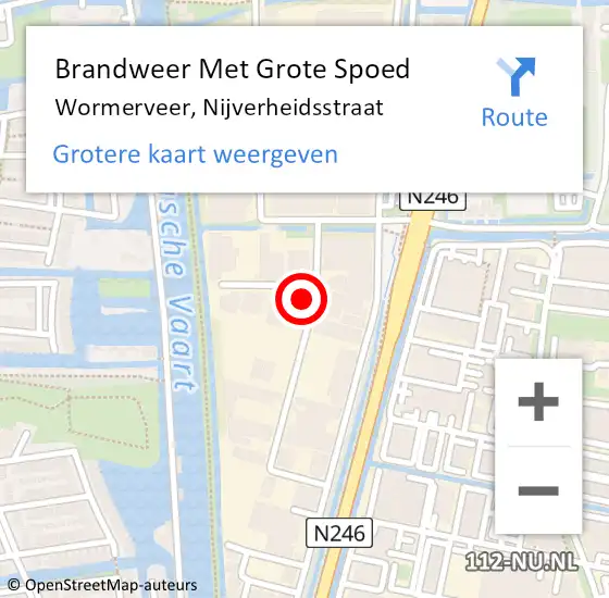 Locatie op kaart van de 112 melding: Brandweer Met Grote Spoed Naar Wormerveer, Nijverheidsstraat op 24 november 2024 10:17