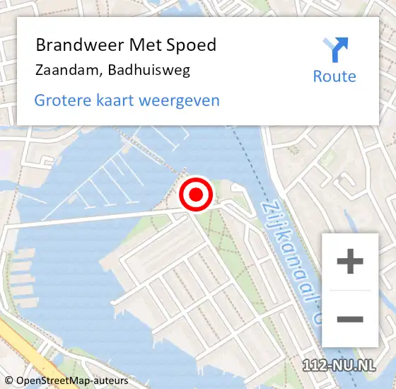 Locatie op kaart van de 112 melding: Brandweer Met Spoed Naar Zaandam, Badhuisweg op 24 november 2024 10:18