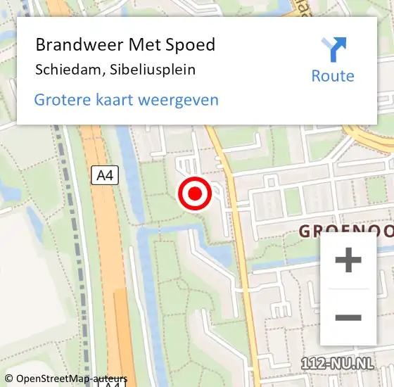 Locatie op kaart van de 112 melding: Brandweer Met Spoed Naar Schiedam, Sibeliusplein op 24 november 2024 10:34