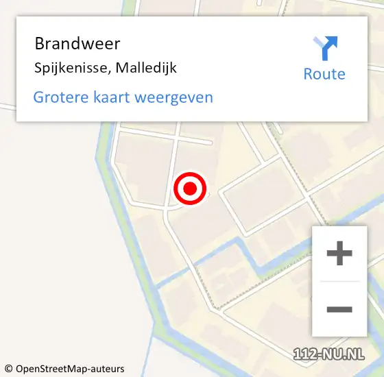 Locatie op kaart van de 112 melding: Brandweer Spijkenisse, Malledijk op 24 november 2024 11:00