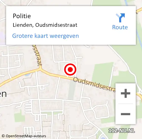 Locatie op kaart van de 112 melding: Politie Lienden, Oudsmidsestraat op 24 november 2024 11:14