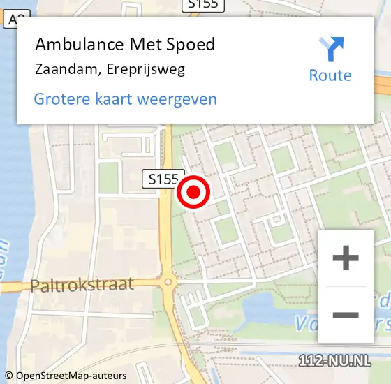 Locatie op kaart van de 112 melding: Ambulance Met Spoed Naar Zaandam, Ereprijsweg op 24 november 2024 11:22