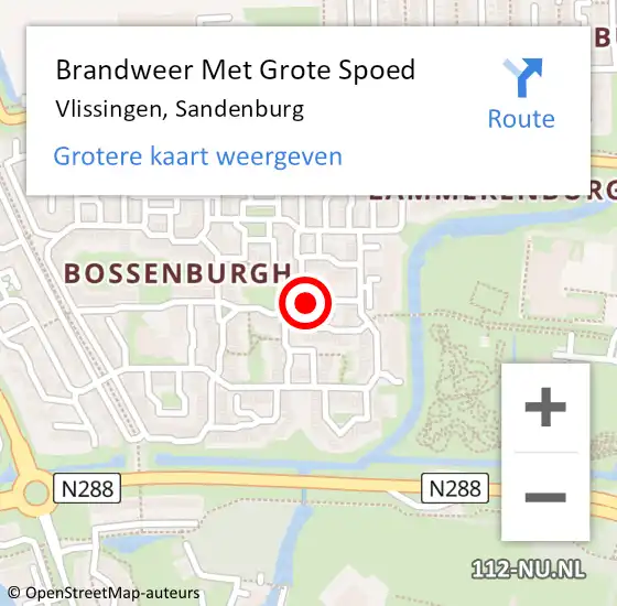 Locatie op kaart van de 112 melding: Brandweer Met Grote Spoed Naar Vlissingen, Sandenburg op 24 november 2024 11:30