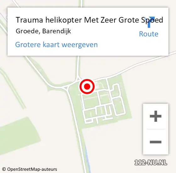 Locatie op kaart van de 112 melding: Trauma helikopter Met Zeer Grote Spoed Naar Groede, Barendijk op 24 november 2024 11:36