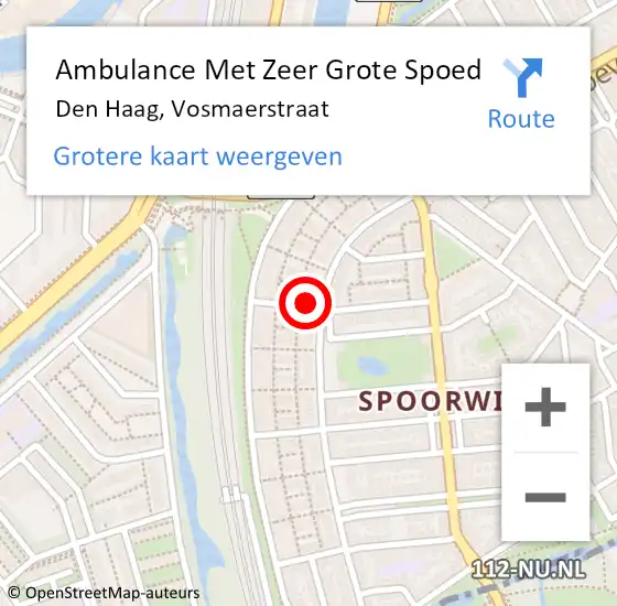 Locatie op kaart van de 112 melding: Ambulance Met Zeer Grote Spoed Naar Den Haag, Vosmaerstraat op 24 november 2024 11:59