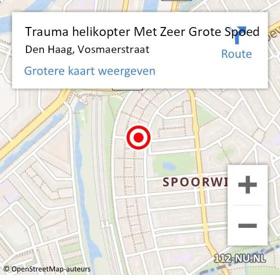 Locatie op kaart van de 112 melding: Trauma helikopter Met Zeer Grote Spoed Naar Den Haag, Vosmaerstraat op 24 november 2024 12:00