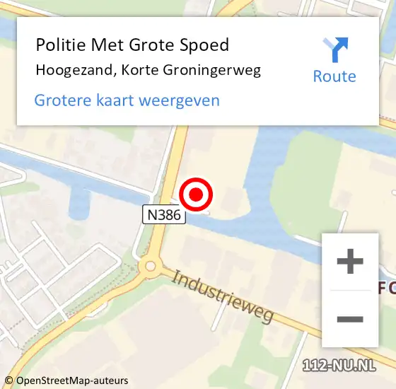 Locatie op kaart van de 112 melding: Politie Met Grote Spoed Naar Hoogezand, Korte Groningerweg op 24 november 2024 12:02