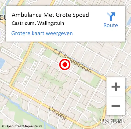 Locatie op kaart van de 112 melding: Ambulance Met Grote Spoed Naar Castricum, Walingstuin op 24 november 2024 12:02