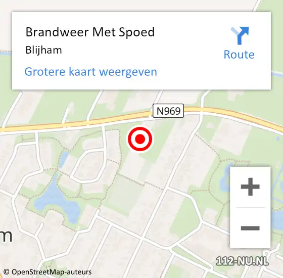 Locatie op kaart van de 112 melding: Brandweer Met Spoed Naar Blijham op 24 november 2024 12:02