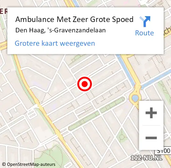 Locatie op kaart van de 112 melding: Ambulance Met Zeer Grote Spoed Naar Den Haag, 's-Gravenzandelaan op 24 november 2024 12:08