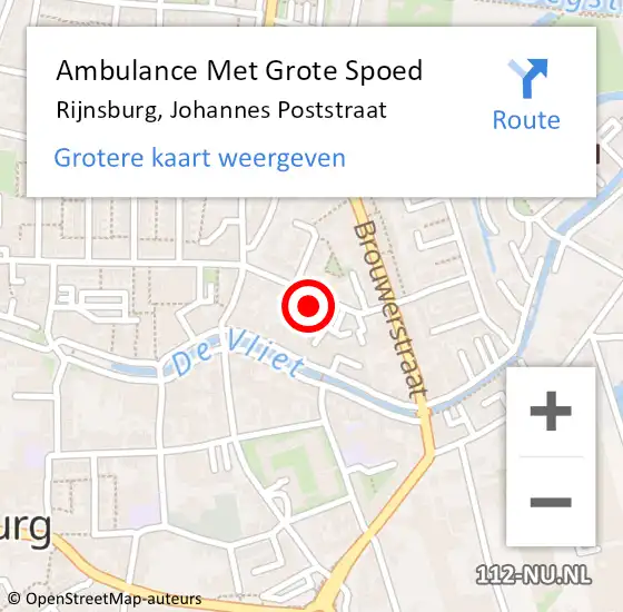 Locatie op kaart van de 112 melding: Ambulance Met Grote Spoed Naar Rijnsburg, Johannes Poststraat op 24 november 2024 12:08