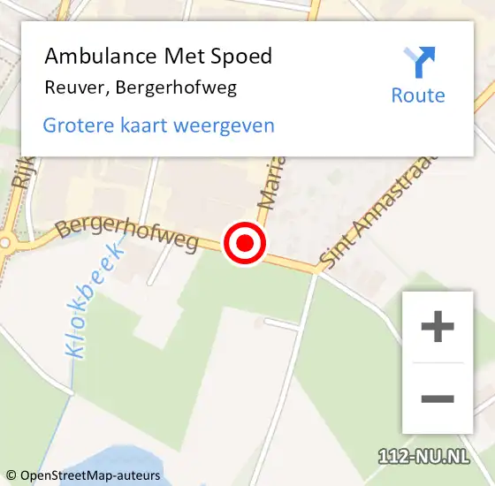 Locatie op kaart van de 112 melding: Ambulance Met Spoed Naar Reuver, Bergerhofweg op 24 november 2024 12:10