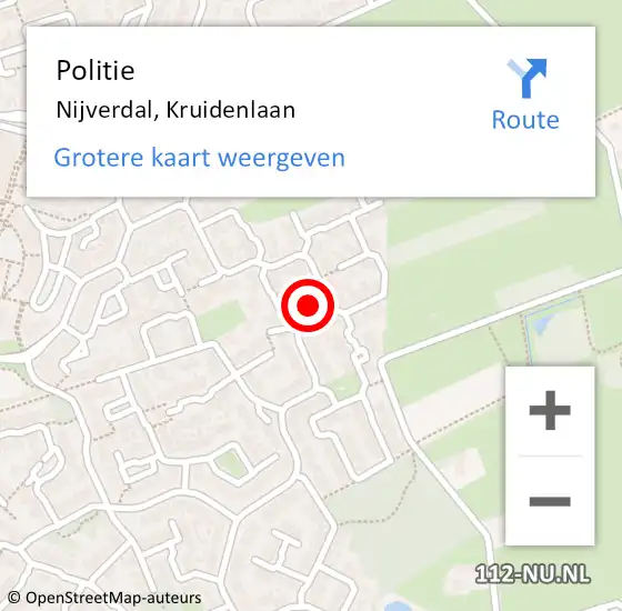 Locatie op kaart van de 112 melding: Politie Nijverdal, Kruidenlaan op 24 november 2024 12:10