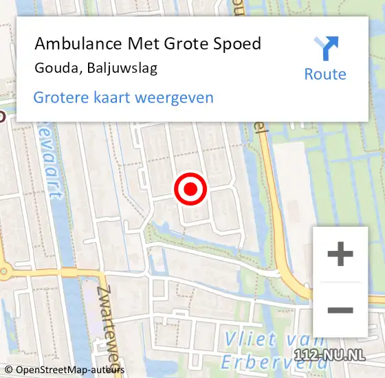 Locatie op kaart van de 112 melding: Ambulance Met Grote Spoed Naar Gouda, Baljuwslag op 24 november 2024 12:15