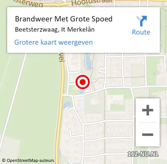 Locatie op kaart van de 112 melding: Brandweer Met Grote Spoed Naar Beetsterzwaag, It Merkelân op 24 november 2024 12:16