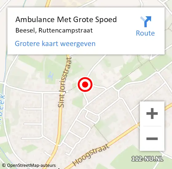 Locatie op kaart van de 112 melding: Ambulance Met Grote Spoed Naar Beesel, Ruttencampstraat op 28 oktober 2014 01:43