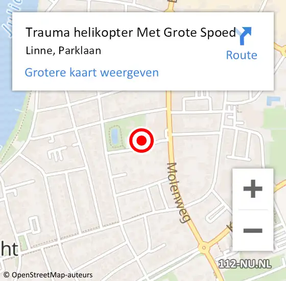 Locatie op kaart van de 112 melding: Trauma helikopter Met Grote Spoed Naar Linne, Parklaan op 24 november 2024 12:39