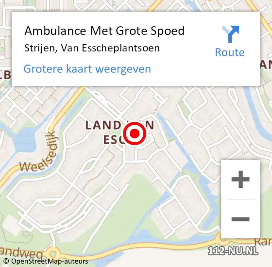 Locatie op kaart van de 112 melding: Ambulance Met Grote Spoed Naar Strijen, Van Esscheplantsoen op 24 november 2024 12:45