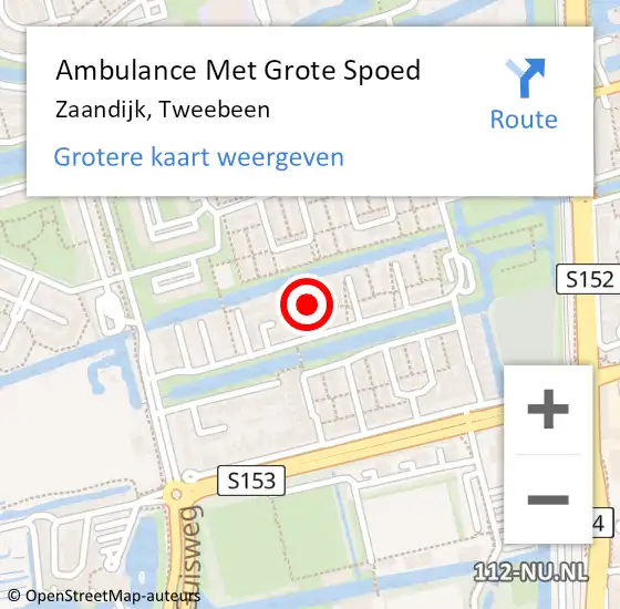 Locatie op kaart van de 112 melding: Ambulance Met Grote Spoed Naar Zaandijk, Tweebeen op 24 november 2024 12:52