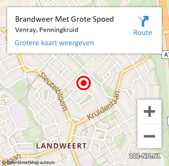 Locatie op kaart van de 112 melding: Brandweer Met Grote Spoed Naar Venray, Penningkruid op 24 november 2024 12:54