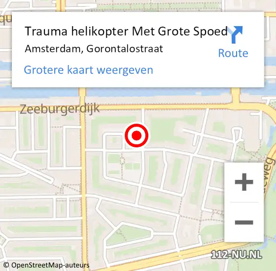 Locatie op kaart van de 112 melding: Trauma helikopter Met Grote Spoed Naar Amsterdam, Gorontalostraat op 24 november 2024 12:57