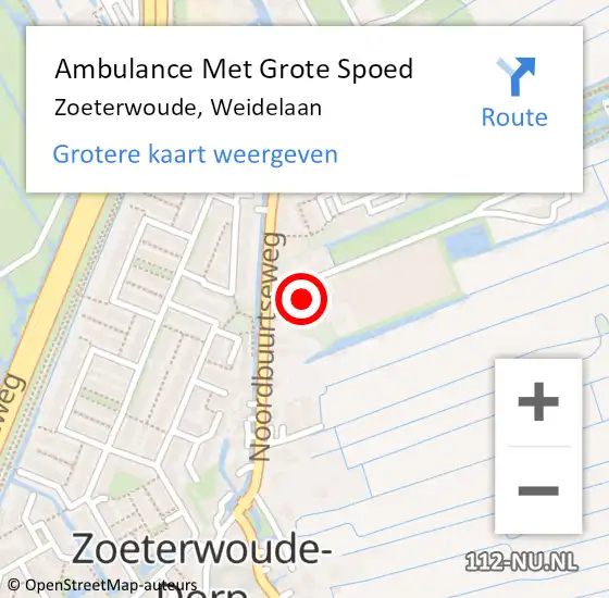 Locatie op kaart van de 112 melding: Ambulance Met Grote Spoed Naar Zoeterwoude, Weidelaan op 24 november 2024 13:01