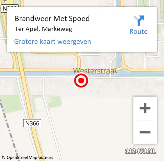 Locatie op kaart van de 112 melding: Brandweer Met Spoed Naar Ter Apel, Markeweg op 24 november 2024 13:02