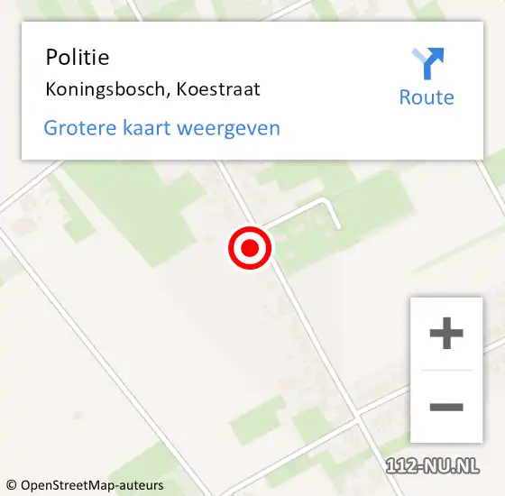 Locatie op kaart van de 112 melding: Politie Koningsbosch, Koestraat op 24 november 2024 13:02