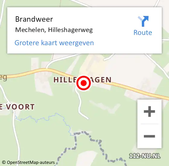 Locatie op kaart van de 112 melding: Brandweer Mechelen, Hilleshagerweg op 28 oktober 2014 02:02