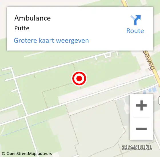 Locatie op kaart van de 112 melding: Ambulance Putte op 24 november 2024 13:29