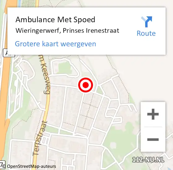 Locatie op kaart van de 112 melding: Ambulance Met Spoed Naar Wieringerwerf, Prinses Irenestraat op 24 november 2024 13:33