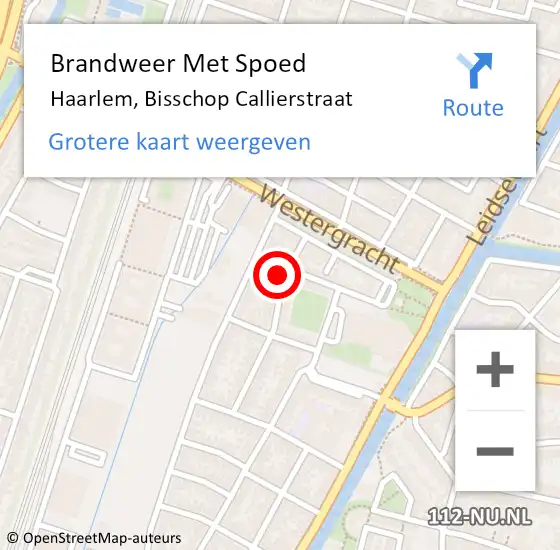 Locatie op kaart van de 112 melding: Brandweer Met Spoed Naar Haarlem, Bisschop Callierstraat op 24 november 2024 13:34