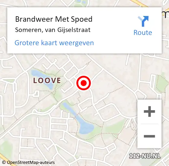 Locatie op kaart van de 112 melding: Brandweer Met Spoed Naar Someren, van Gijselstraat op 24 november 2024 13:40