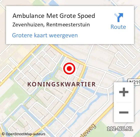 Locatie op kaart van de 112 melding: Ambulance Met Grote Spoed Naar Zevenhuizen, Rentmeesterstuin op 24 november 2024 13:48