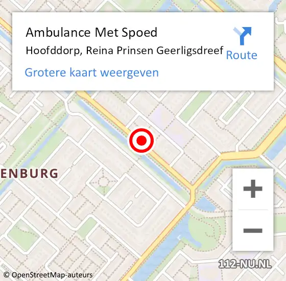 Locatie op kaart van de 112 melding: Ambulance Met Spoed Naar Hoofddorp, Reina Prinsen Geerligsdreef op 24 november 2024 13:52