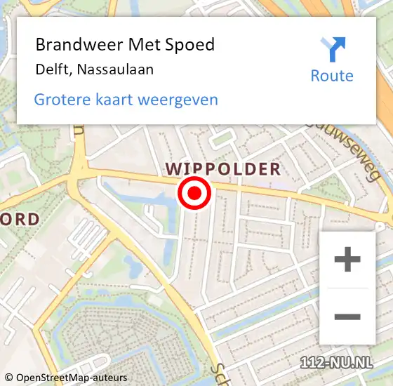 Locatie op kaart van de 112 melding: Brandweer Met Spoed Naar Delft, Nassaulaan op 24 november 2024 13:56