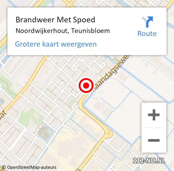 Locatie op kaart van de 112 melding: Brandweer Met Spoed Naar Noordwijkerhout, Teunisbloem op 24 november 2024 14:02