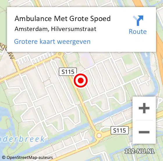 Locatie op kaart van de 112 melding: Ambulance Met Grote Spoed Naar Amsterdam, Hilversumstraat op 24 november 2024 14:04