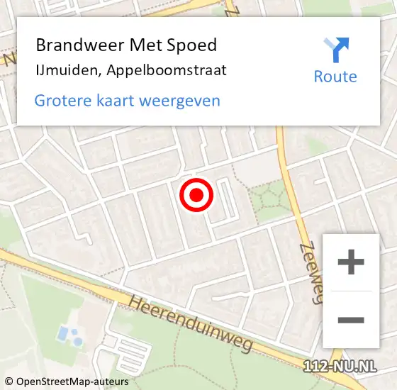 Locatie op kaart van de 112 melding: Brandweer Met Spoed Naar IJmuiden, Appelboomstraat op 24 november 2024 14:12