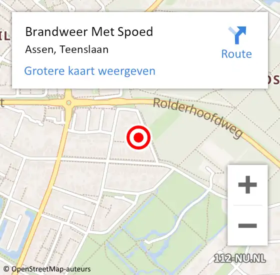 Locatie op kaart van de 112 melding: Brandweer Met Spoed Naar Assen, Teenslaan op 24 november 2024 14:16